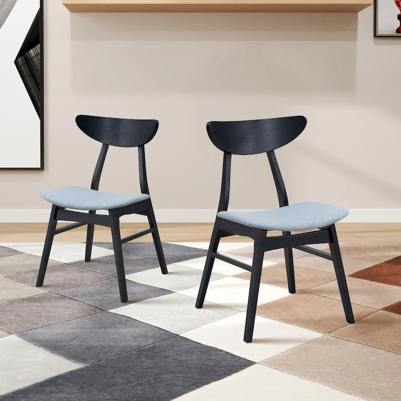 Ensemble moderne de 2 chaises de salle à manger en bois, structure en bois avec dossier et assise rembourrée, adapté à la salle à manger et au salon