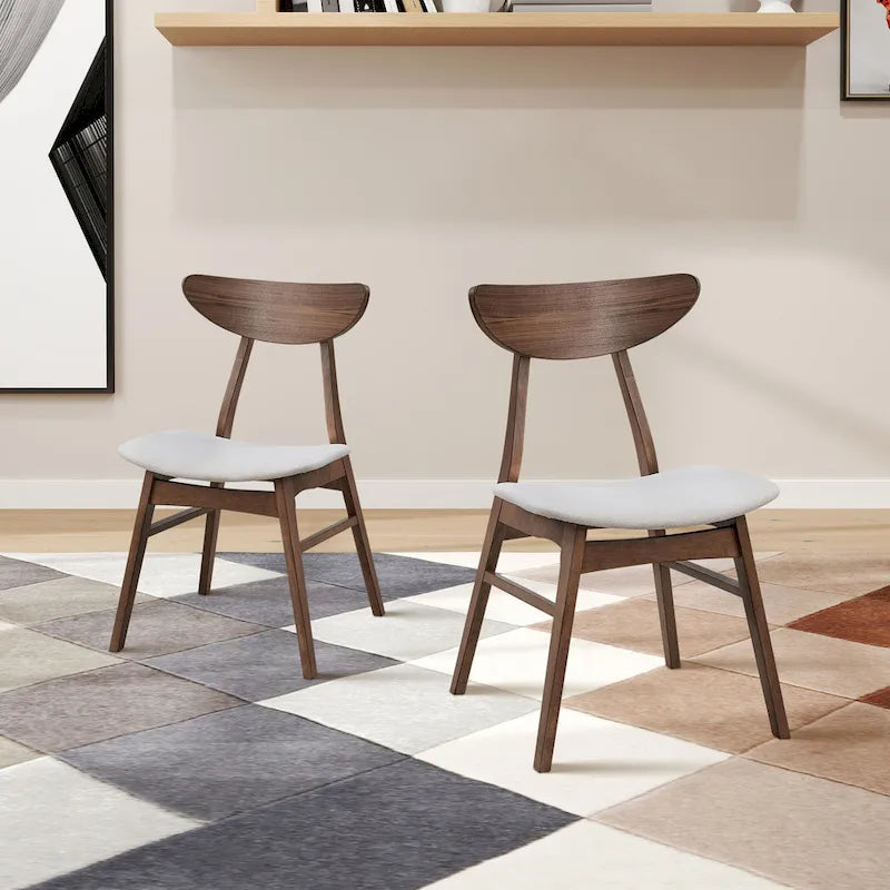 Ensemble moderne de 2 chaises de salle à manger en bois, structure en bois avec dossier et assise rembourrée, adapté à la salle à manger et au salon