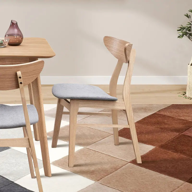 Ensemble moderne de 2 chaises de salle à manger en bois, structure en bois avec dossier et assise rembourrée, adapté à la salle à manger et au salon