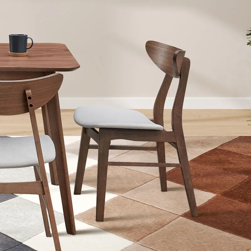 Ensemble moderne de 2 chaises de salle à manger en bois, structure en bois avec dossier et assise rembourrée, adapté à la salle à manger et au salon