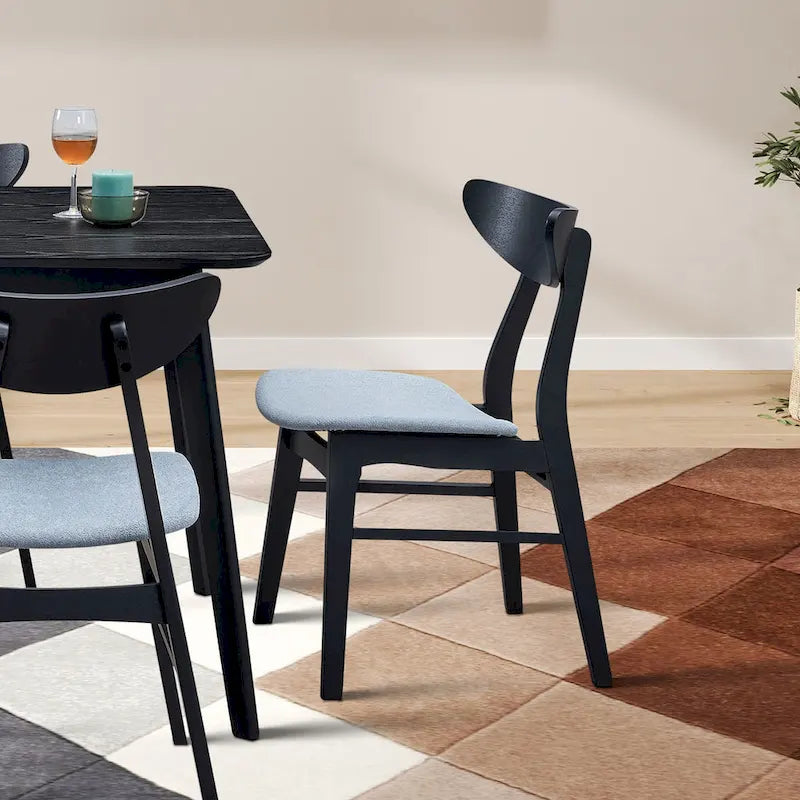Ensemble moderne de 2 chaises de salle à manger en bois, structure en bois avec dossier et assise rembourrée, adapté à la salle à manger et au salon