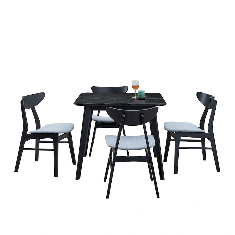 Ensemble moderne de 2 chaises de salle à manger en bois, structure en bois avec dossier et assise rembourrée, adapté à la salle à manger et au salon