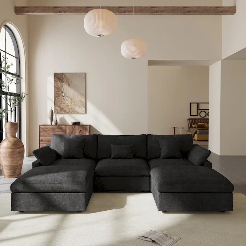 Modular Sectional Sofa Cloud Couch, 119.29 Oversized U Shaped Couch with Chaise Ottomans for Living Room