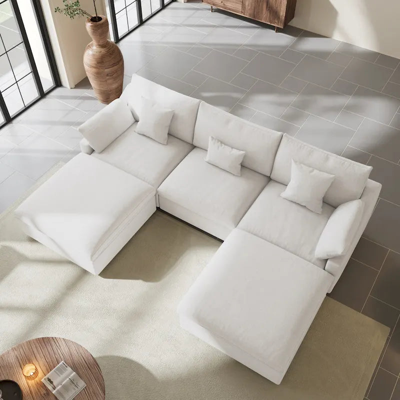 Modular Sectional Sofa Cloud Couch, 119.29 Oversized U Shaped Couch with Chaise Ottomans for Living Room