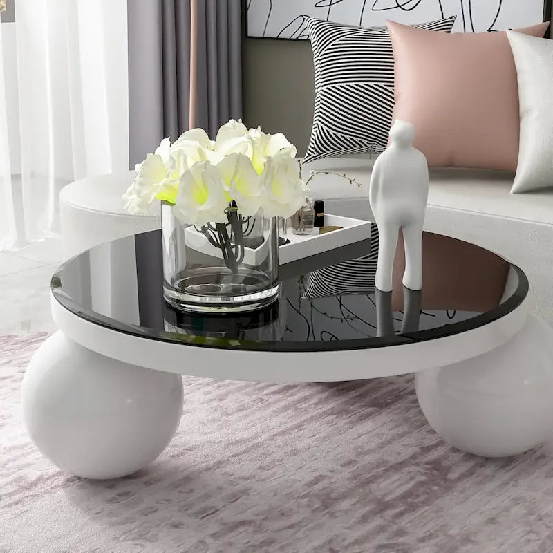 Round Tempered Glass Table Top black Glass Thick Beveled Polished Edge