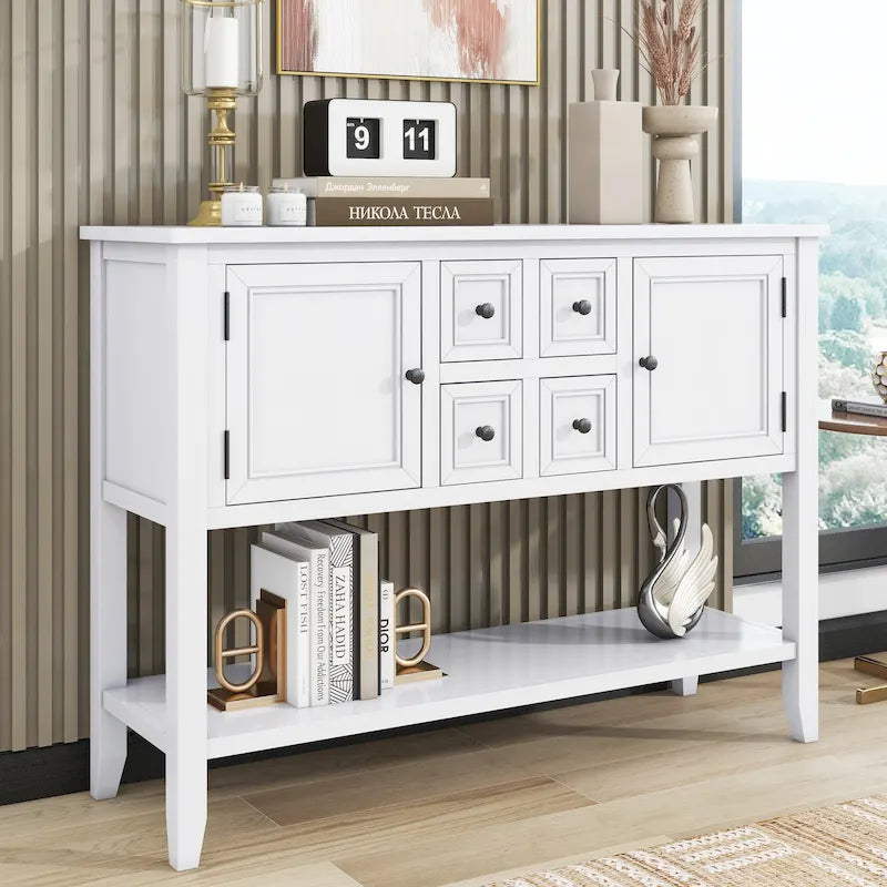 Series Vintage Console Table with Drawers and Cabinets - 15.00 x 46.00 x 34.00