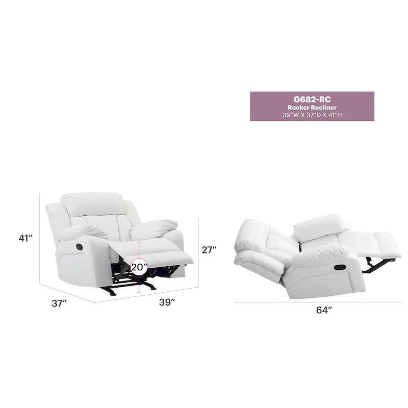 Fauteuil met bekleding van kunstleer en verstelbare rugleuning - 38L x 37W x 41H