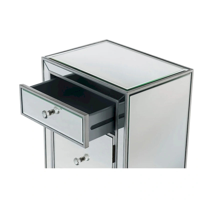 18-inch Wide Mirrored 1-drawer Nightstand
