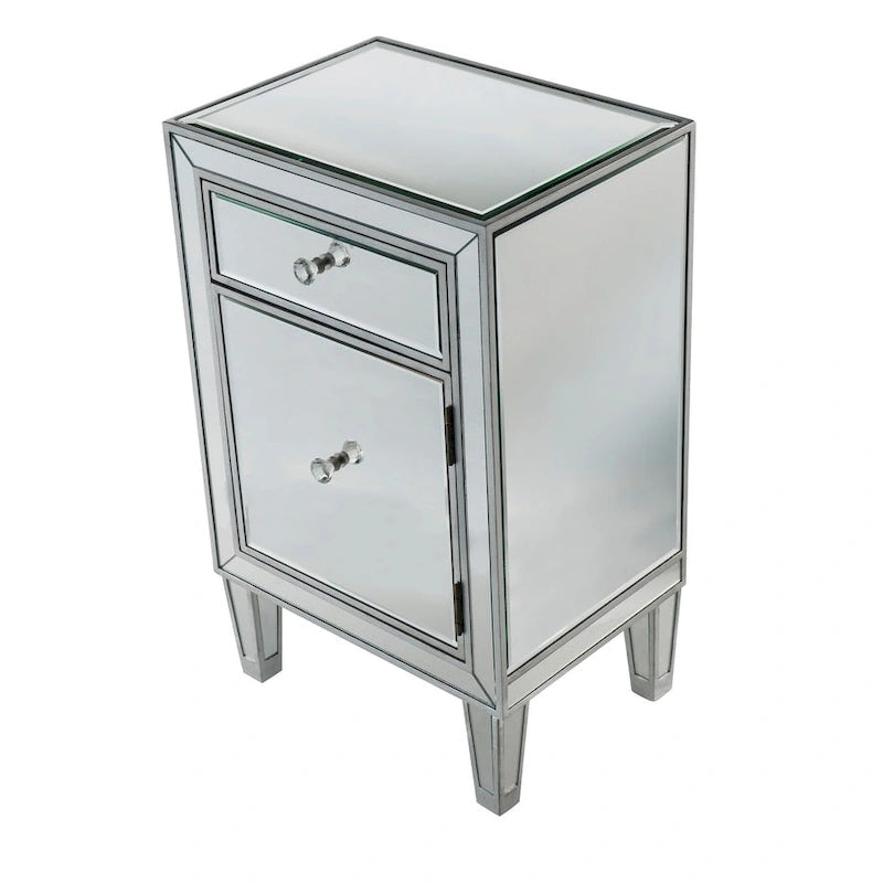 18-inch Wide Mirrored 1-drawer Nightstand