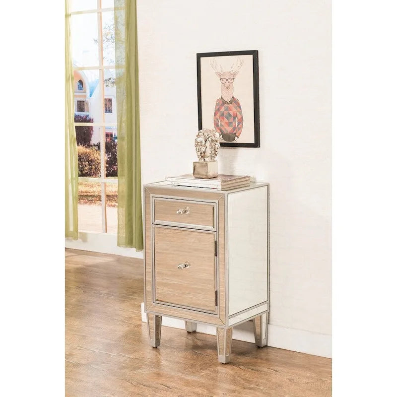 18-inch Wide Mirrored 1-drawer Nightstand