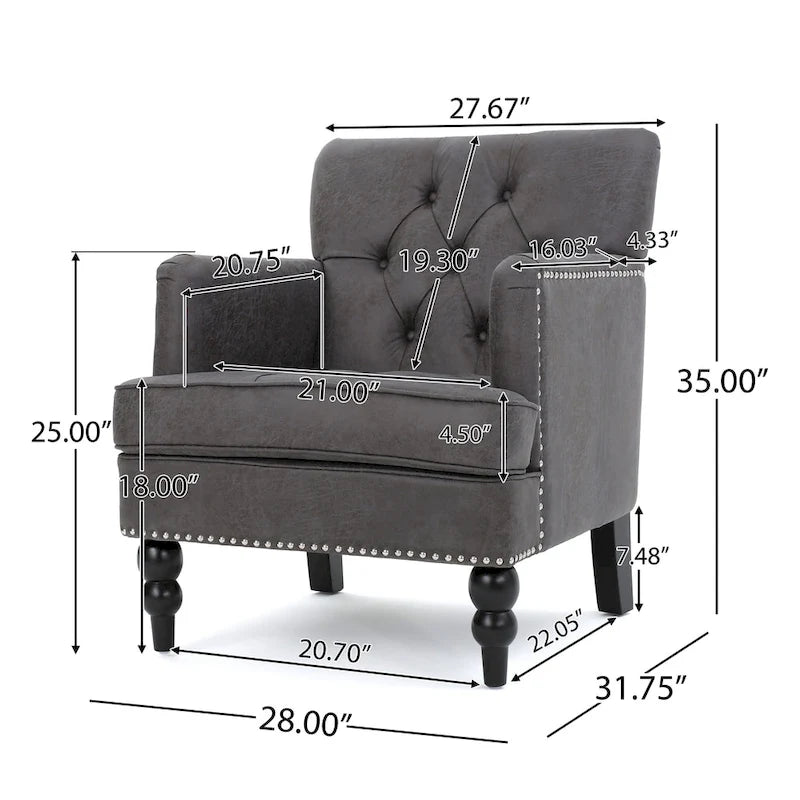 Fauteuil club en microfibre - 28.00 L x 29.50 W x 33.50 H
