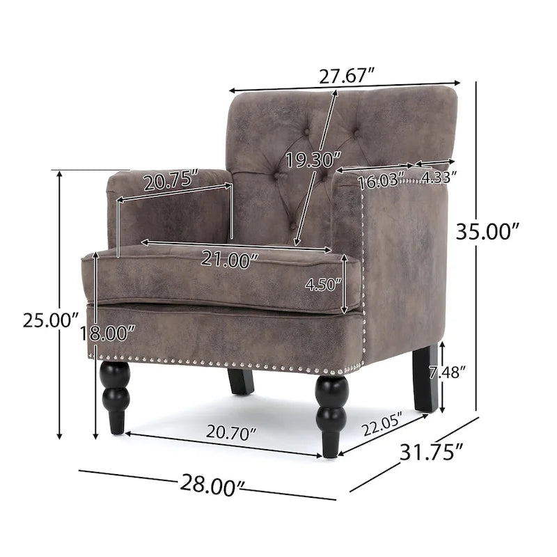 Fauteuil club en microfibre - 28.00 L x 29.50 W x 33.50 H