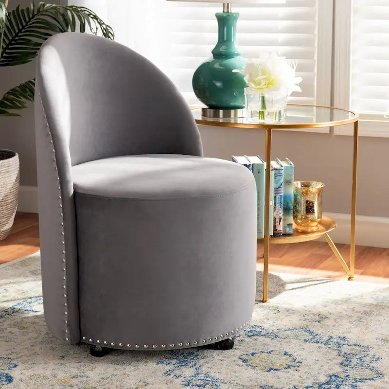 Glam and Luxe Velvet Rolling Accent Chair