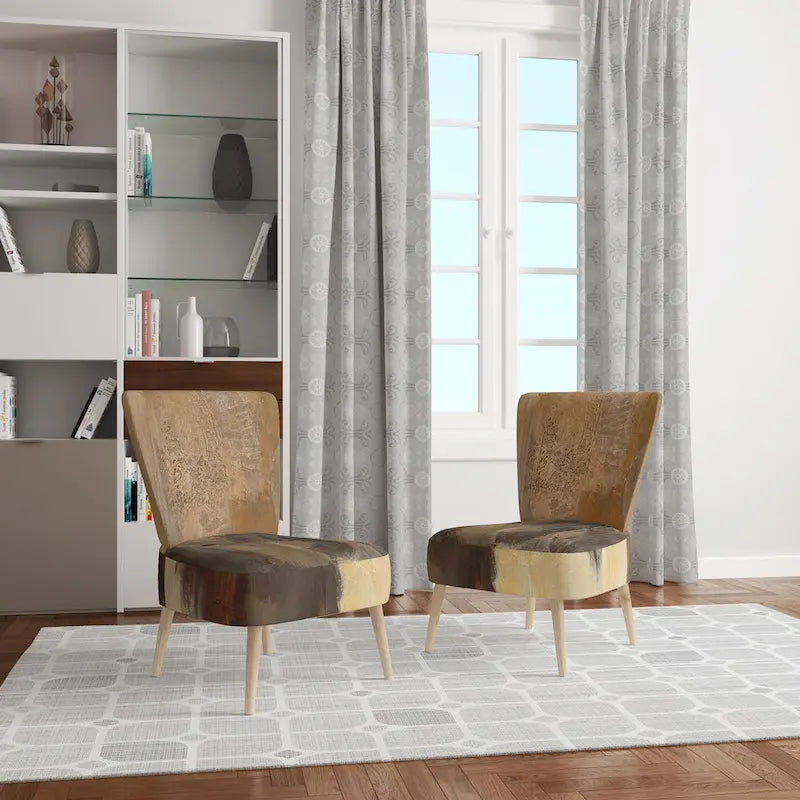 Fauteuil d'appoint moderne de style maison de campagne rembourré motif bison doré - fauteuil avec accoudoirs