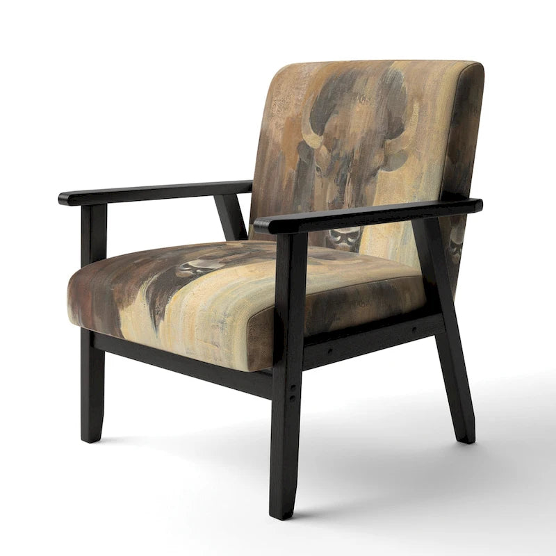 Fauteuil d'appoint moderne de style maison de campagne rembourré motif bison doré - fauteuil avec accoudoirs
