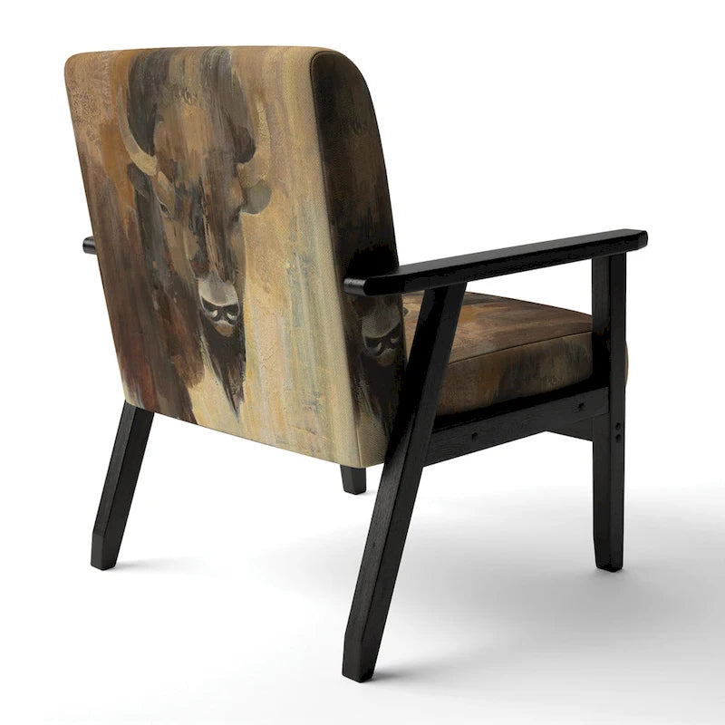 Fauteuil d'appoint moderne de style maison de campagne rembourré motif bison doré - fauteuil avec accoudoirs