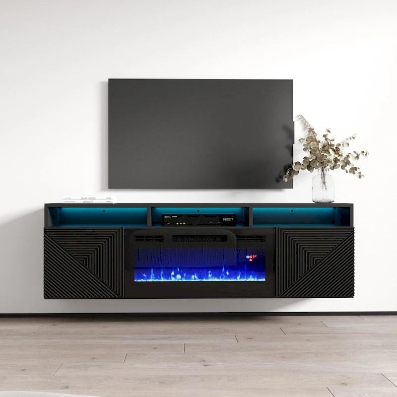 Wall Mounted Electric Fireplace Modern 63 TV Stand