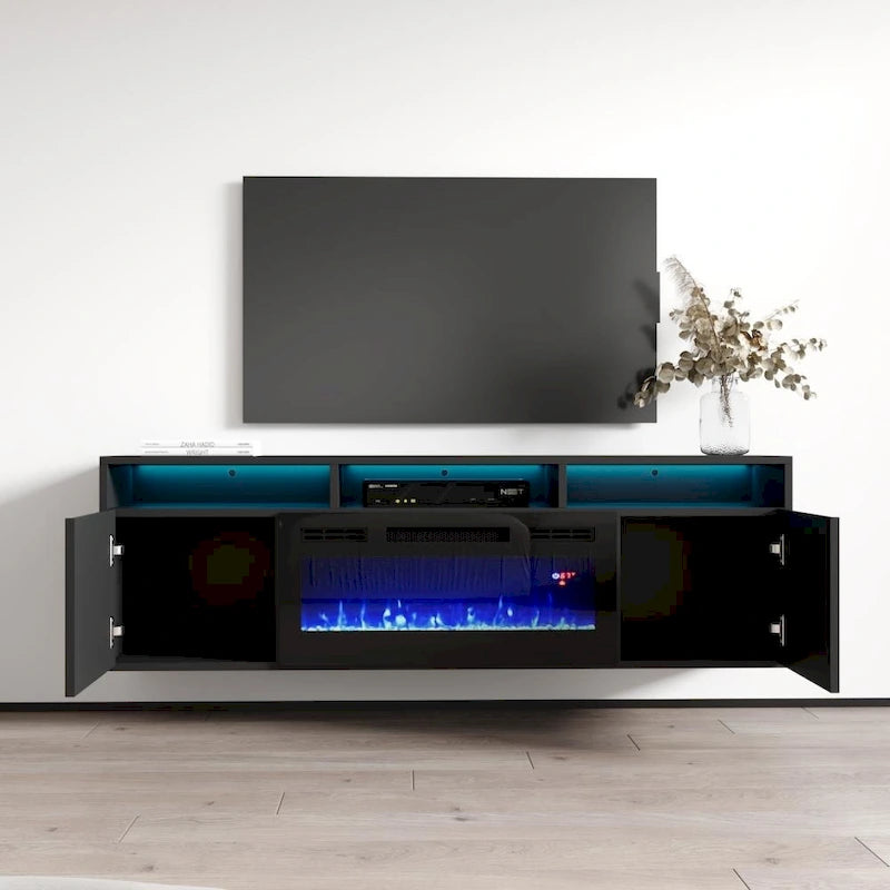 Wall Mounted Electric Fireplace Modern 63 TV Stand