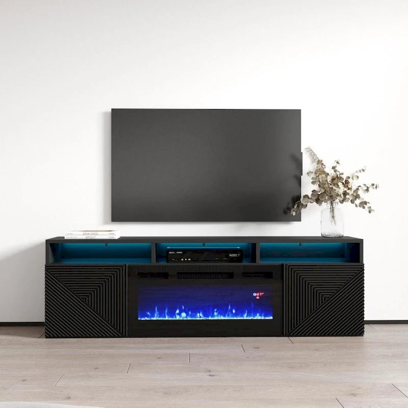 Wall Mounted Electric Fireplace Modern 63 TV Stand