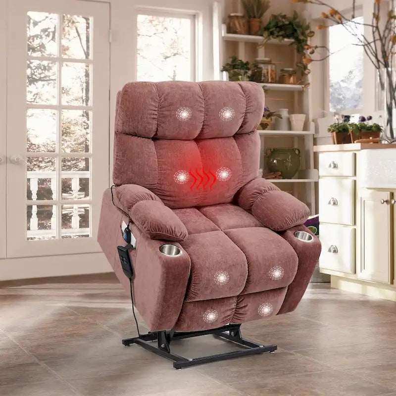 Fauteuil inclinable motorisé avec fonction de levage, chauffage et massage pour personnes âgées