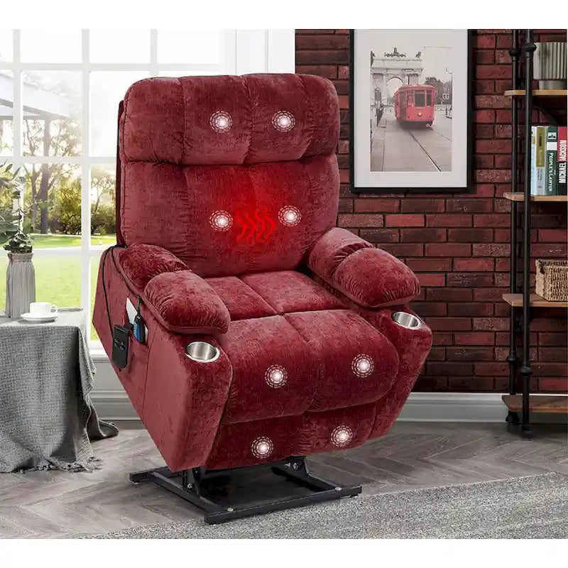 Fauteuil inclinable motorisé avec fonction de levage, chauffage et massage pour personnes âgées