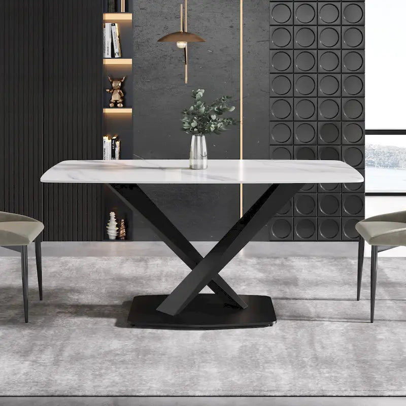 63 inch Modern White Rectangular Dining Table