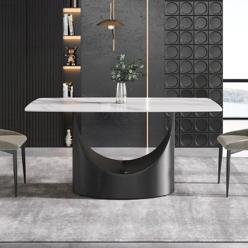 63 inch Modern White Rectangular Dining Table