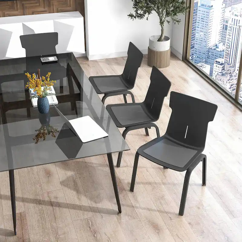 Modern Black Stackable Desk Chairs (Set of 4) by