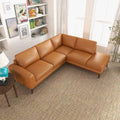 Miami Mid Century Living Room Top Leather Corner Sofa in Tan