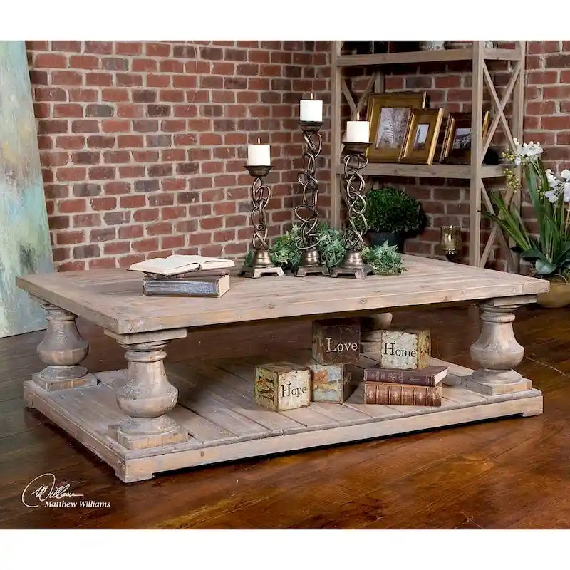 Distressed Patina Rustic Cocktail Table