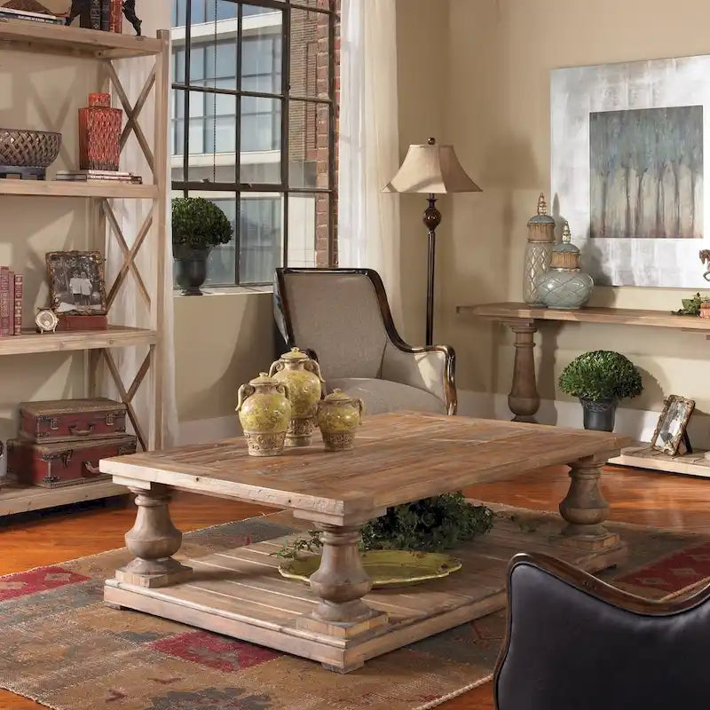Distressed Patina Rustic Cocktail Table