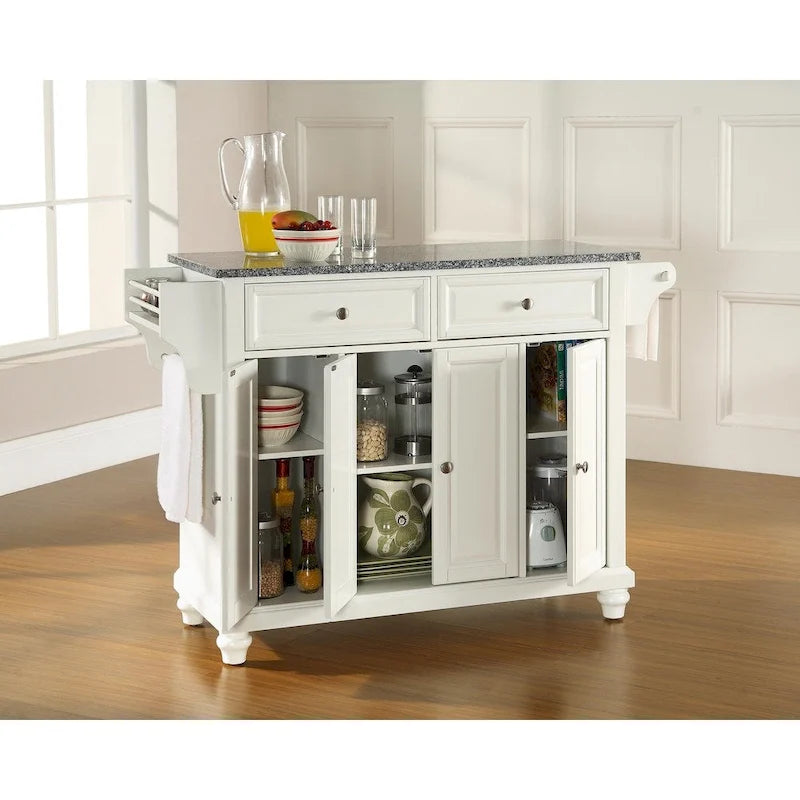 Solid Granite Top Kitchen Island in Vintage Mahogany Finish - 51.5W x 18D x 36H