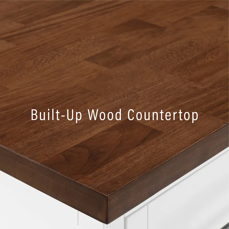 Wood Top Kitchen Island W/Uph Square Stools - 50d x 42w x 36h