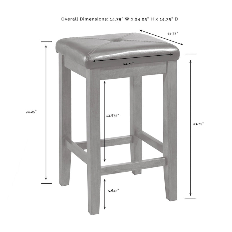 Kuchyňský ostrůvek s dřevěnou deskou a čalouněnými čtvercovými stoličkami - 50d x 42w x 36h