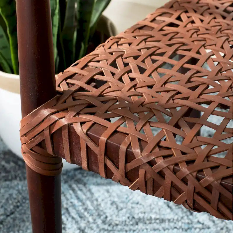 Leather Woven Accent Chair - 25 W x 20.9 L x 30.9 H - 25Wx21Dx31H