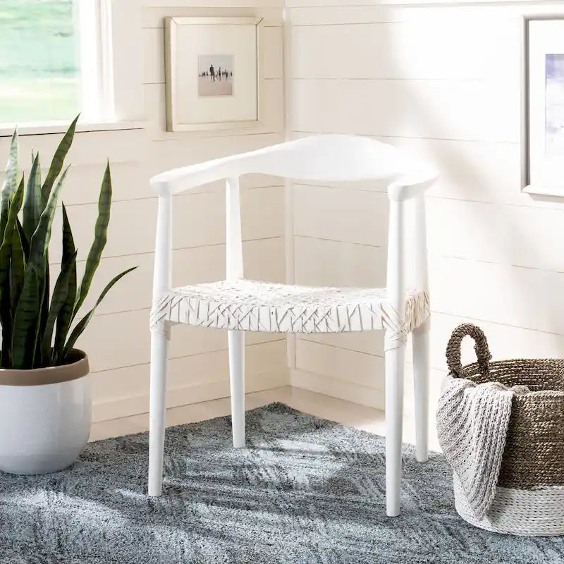 Leather Woven Accent Chair - 25 W x 20.9 L x 30.9 H - 25Wx21Dx31H