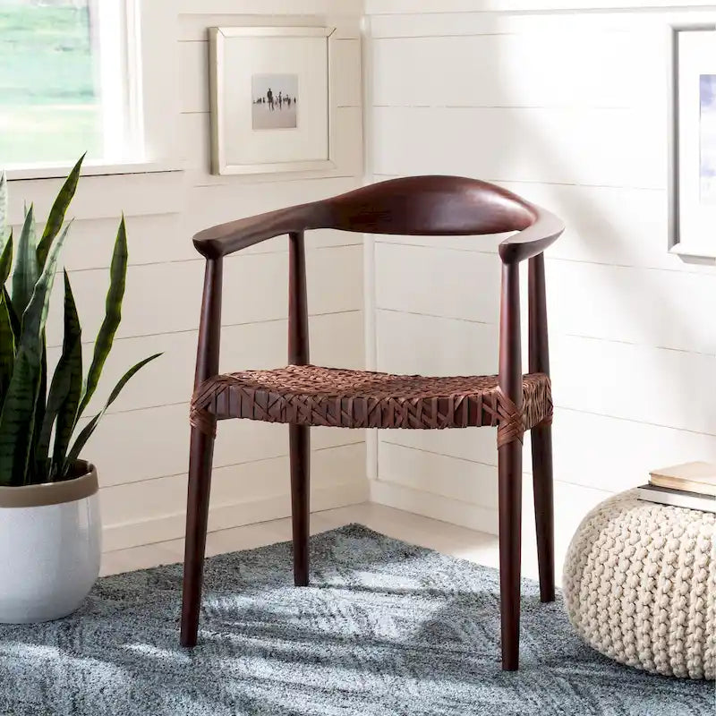 Leather Woven Accent Chair - 25 W x 20.9 L x 30.9 H - 25Wx21Dx31H
