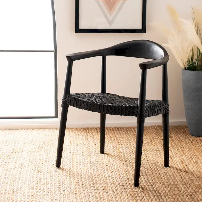 Leather Woven Accent Chair - 25 W x 20.9 L x 30.9 H - 25Wx21Dx31H