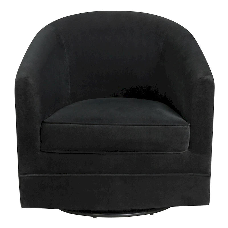 Fauteuil tonneau pivotant moderne avec base en métal - 30.5 x 31 x 28.5 (L x W x H)