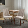 Eetkamerstoelen van rayon, flocklinnen, met kanaalstiksel, gestoffeerde keuken- en eetkameraccentstoelen met gebogen poten van massief hout,set van 2
