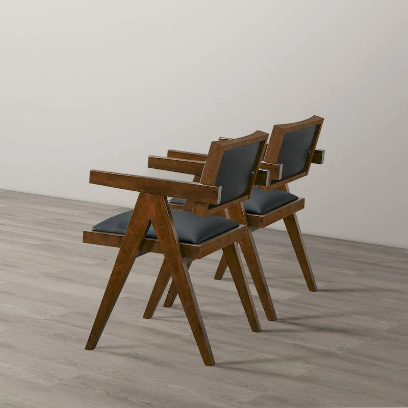 Contemporary Dining Chairs in Black Vegan Leather ( Set of 2)