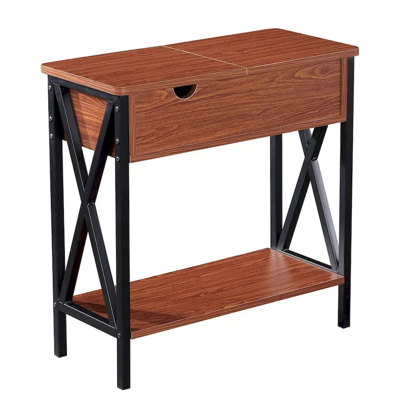Flip Top End Table Side Table with Storage Shelf