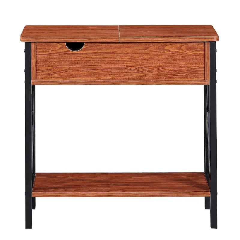 Flip Top End Table Side Table with Storage Shelf