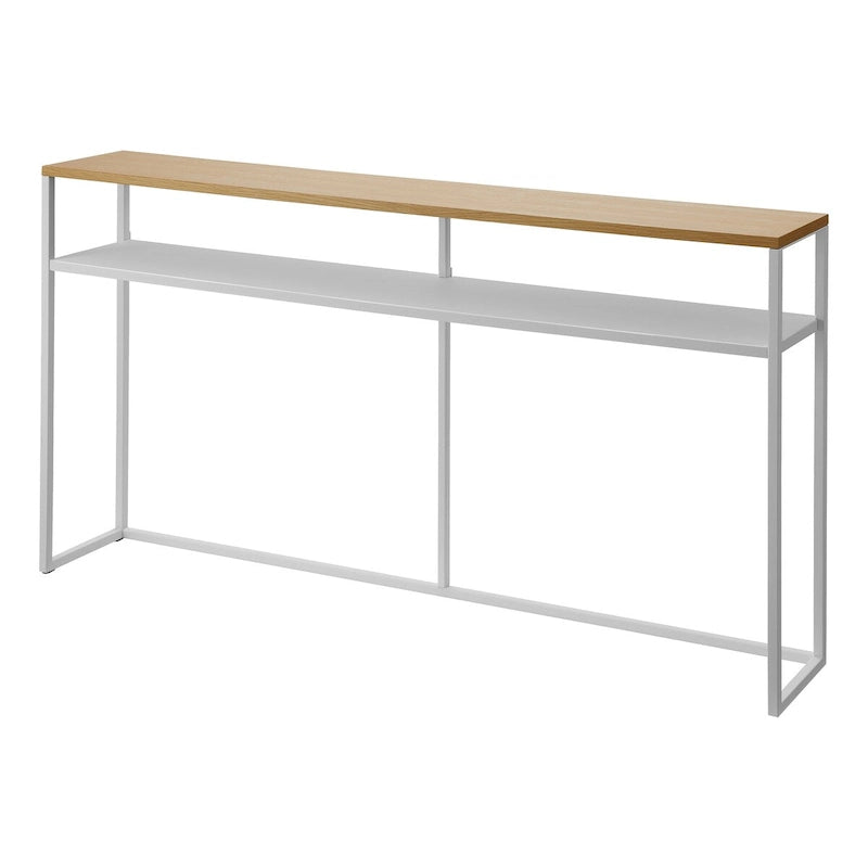 Long Console Table - Two Styles, Steel, Shelf, Holds 11 lbs - L 8.07 x W 49.61 x H 25.59 inches