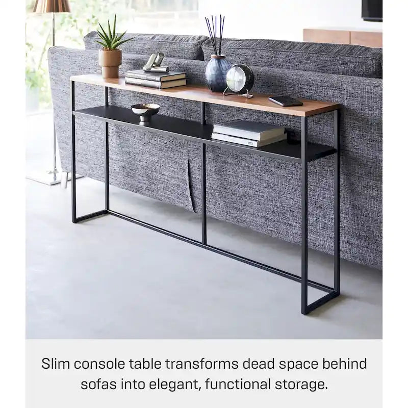 Long Console Table - Two Styles, Steel, Shelf, Holds 11 lbs - L 8.07 x W 49.61 x H 25.59 inches