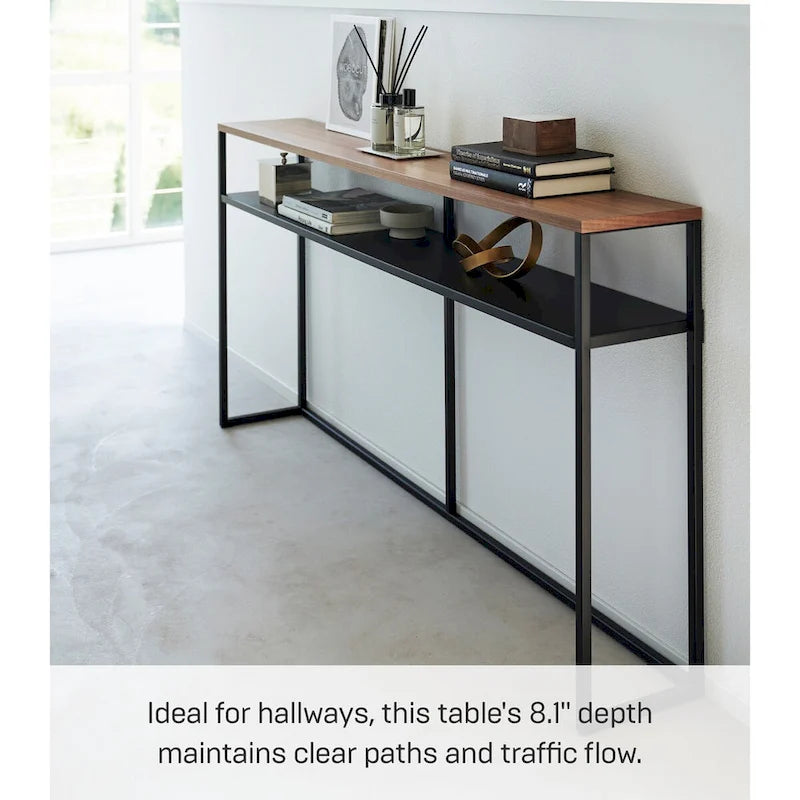 Long Console Table - Two Styles, Steel, Shelf, Holds 11 lbs - L 8.07 x W 49.61 x H 25.59 inches