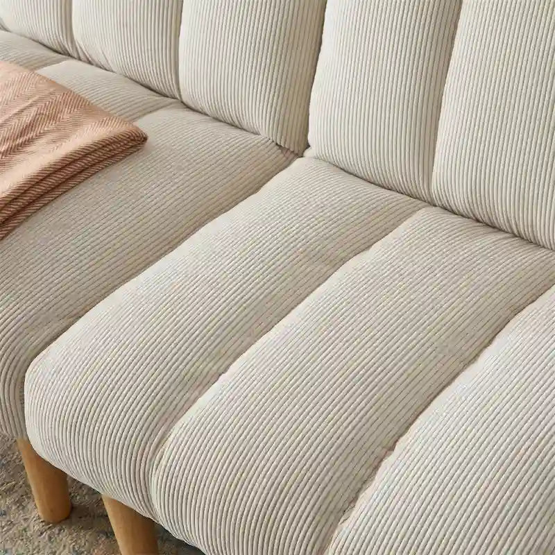 Corduroy Fabric Convertible Sofa Bed with Wood Leg