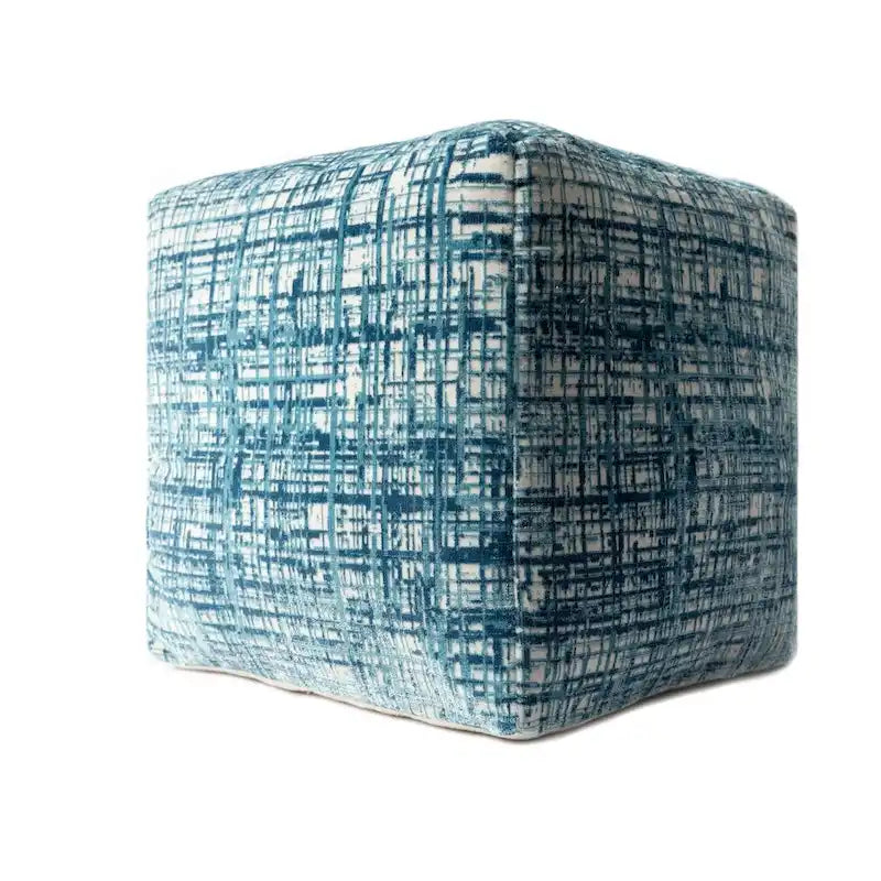 18 Blue Polyester Blend Ottoman