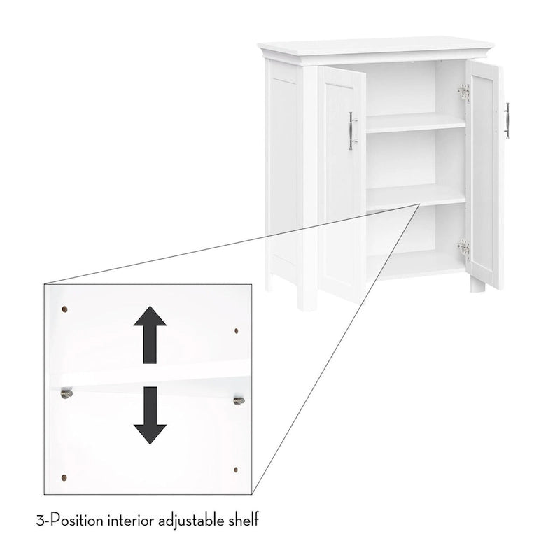 Badezimmer- und Wäscheschrank mit zwei Türen und verstellbarem Einlegeboden - Weiß
