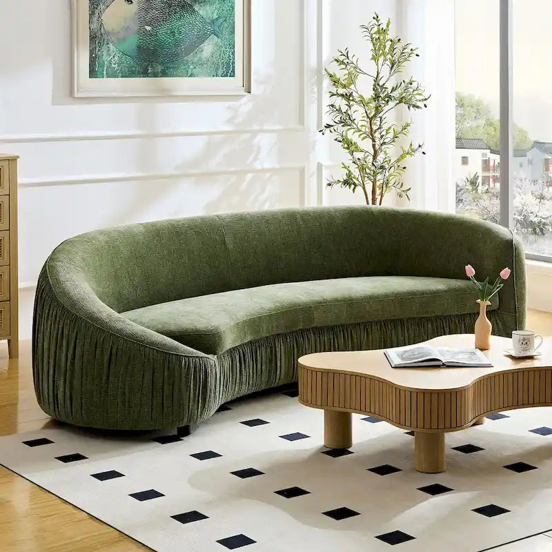 Modern geformtes, geschwungenes 4-Sitzer-Stoffsofa